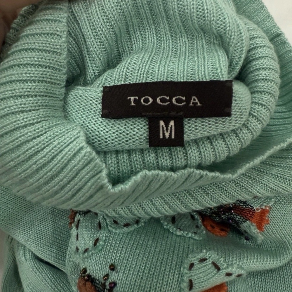 Tocca Mint Green Sweater with Floral Accents - Picture 3 of 3